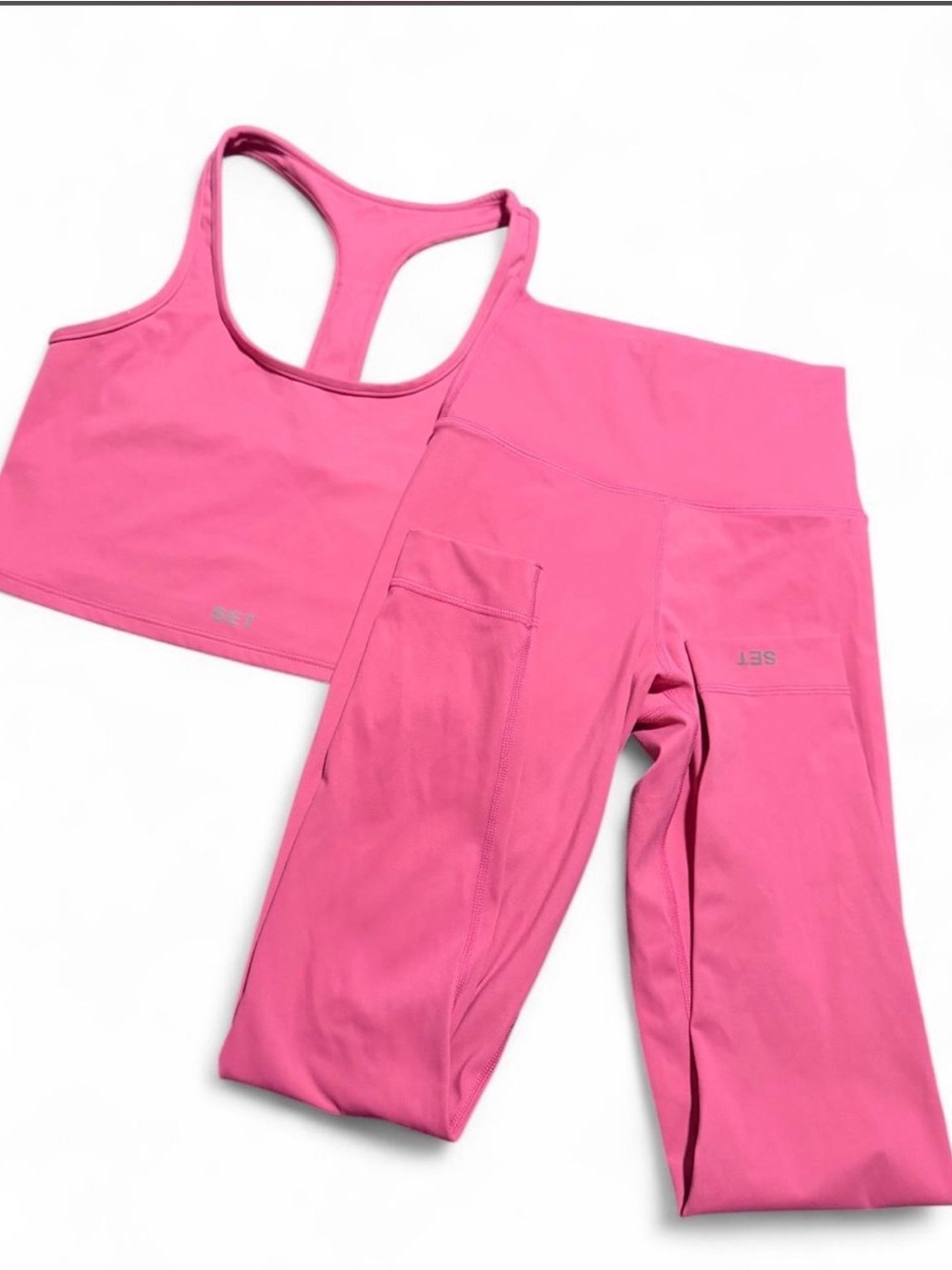 SET Active Hot Pink Racerback Crop Top & Leggings Set